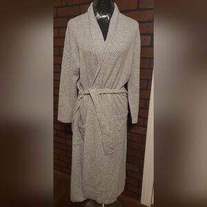 Tahari S Merino Wool Cashmere Robe Gray Luxury Loungewear NWT